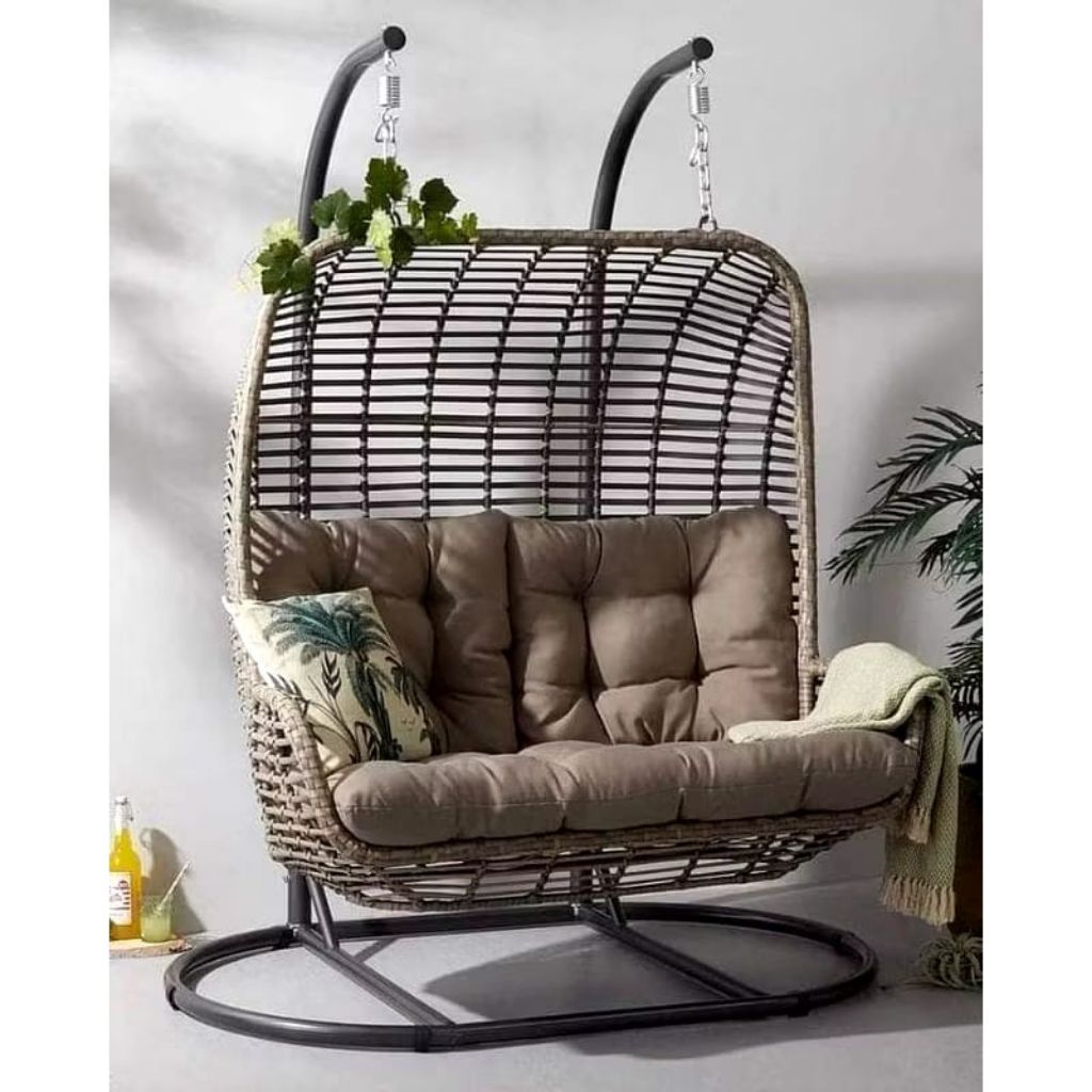 kursi ayunan gantung dewasa jumbo rotan sintetis bahan ori