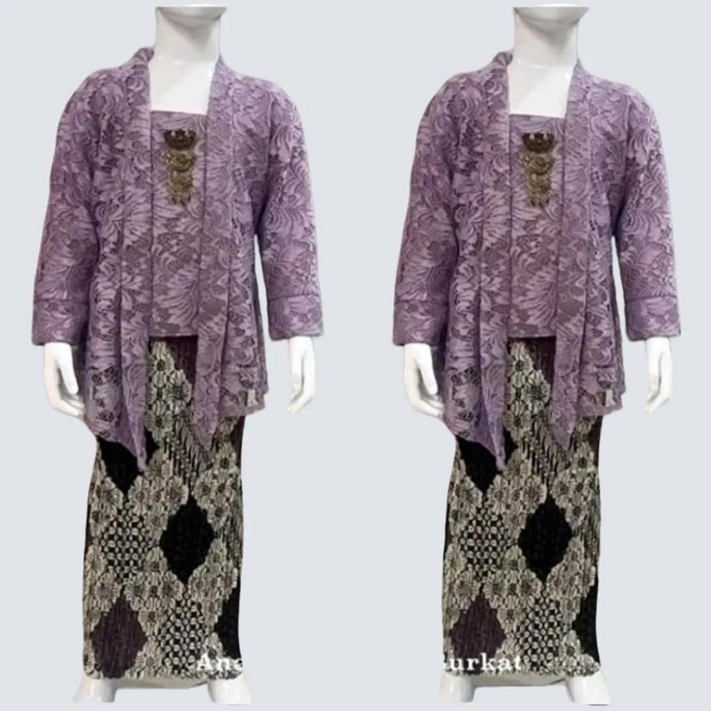 Setelan Kebaya Anak Perempuan Model Kutu Baru Bahan Brukat Warna Ungu