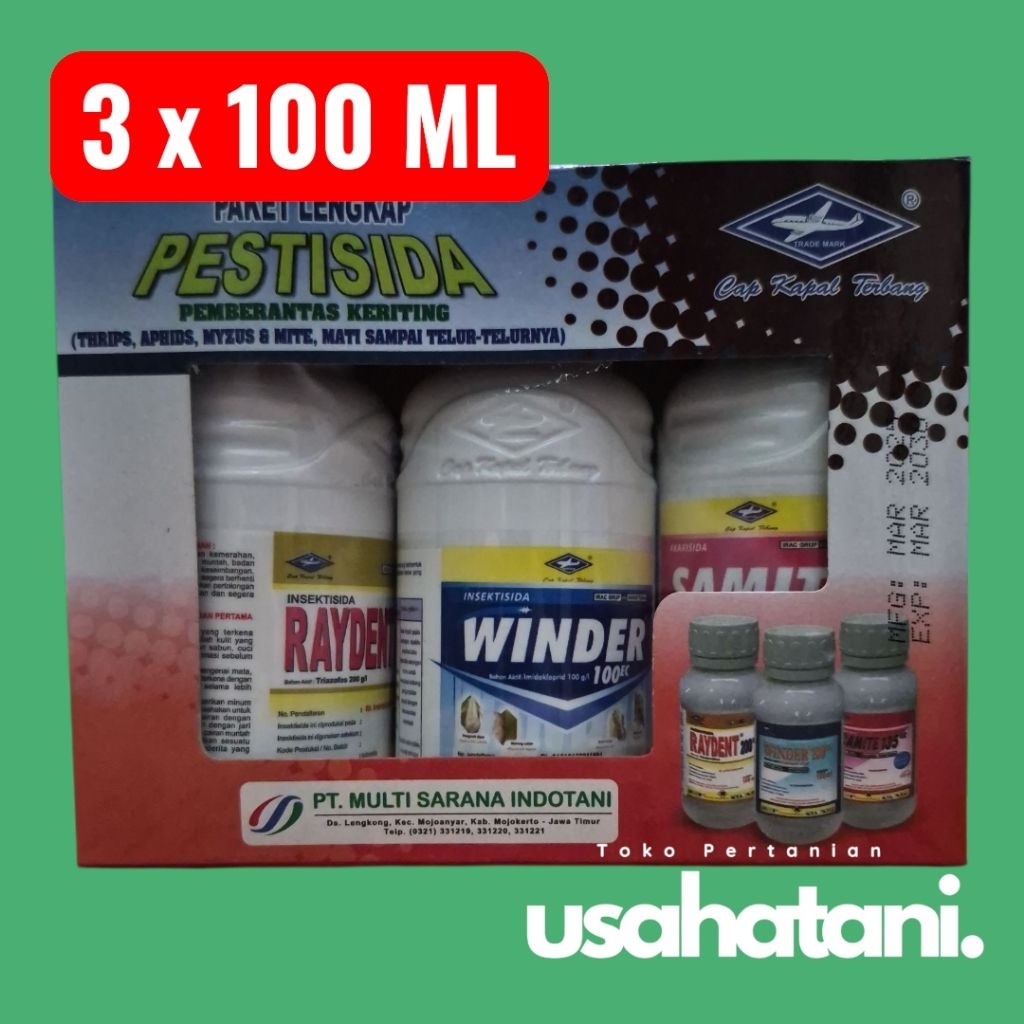 PAKET LENGKAP PESTISIDA PEMBERANTAS KERITING ( Raydent + Winder + Samite ) Insektisida 3 Bahan Aktif