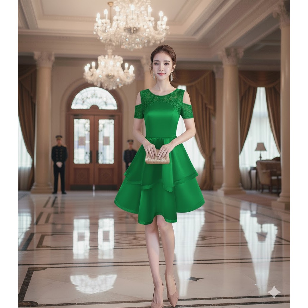 GAUN PESTA/GAUN IMPORT  BAHAN SATIN