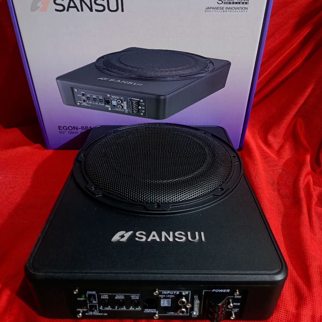 Sansui EGON-681 10" Slim Active Subwoofer- subwoofer kolong jok mobil bas empuk