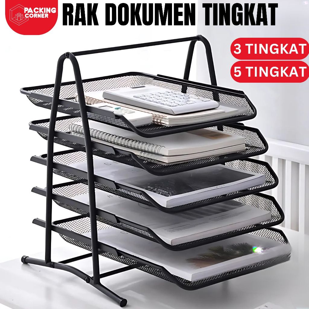 Rak Dokumen Kertas 3 5 Susun Tray Besi Desk Paper File Document Storage 3 5 Tier Elevated Letter