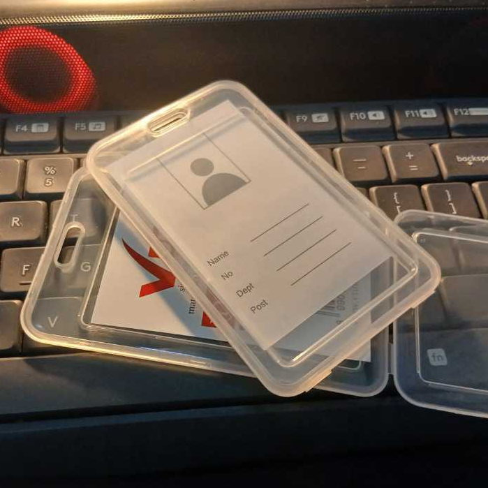 Id Card Holder Bening Tertutup Cover Kartu Id Card 2 sisi Casing Holder Name Tag Transparant