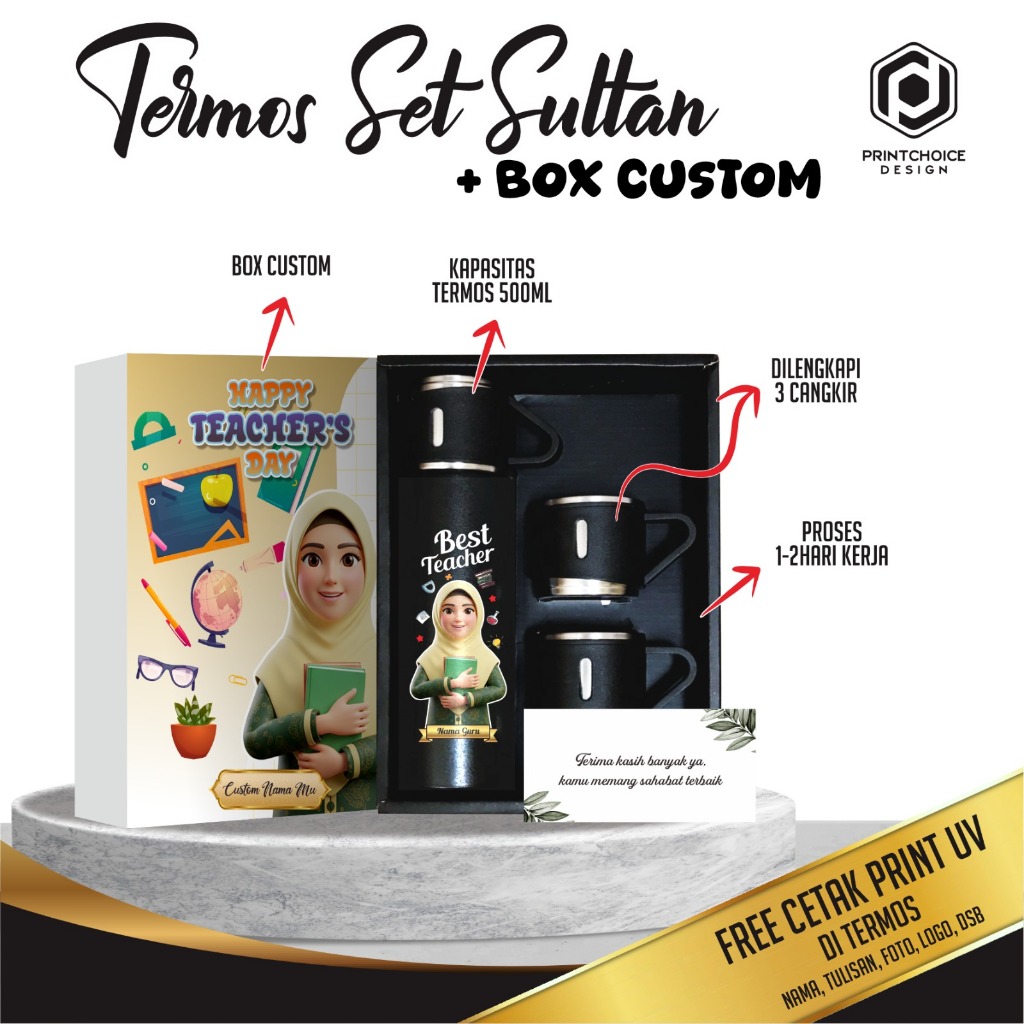 Tumbler Custom Hari Guru Teacher Day Souvenir Hadiah Guru Print UV