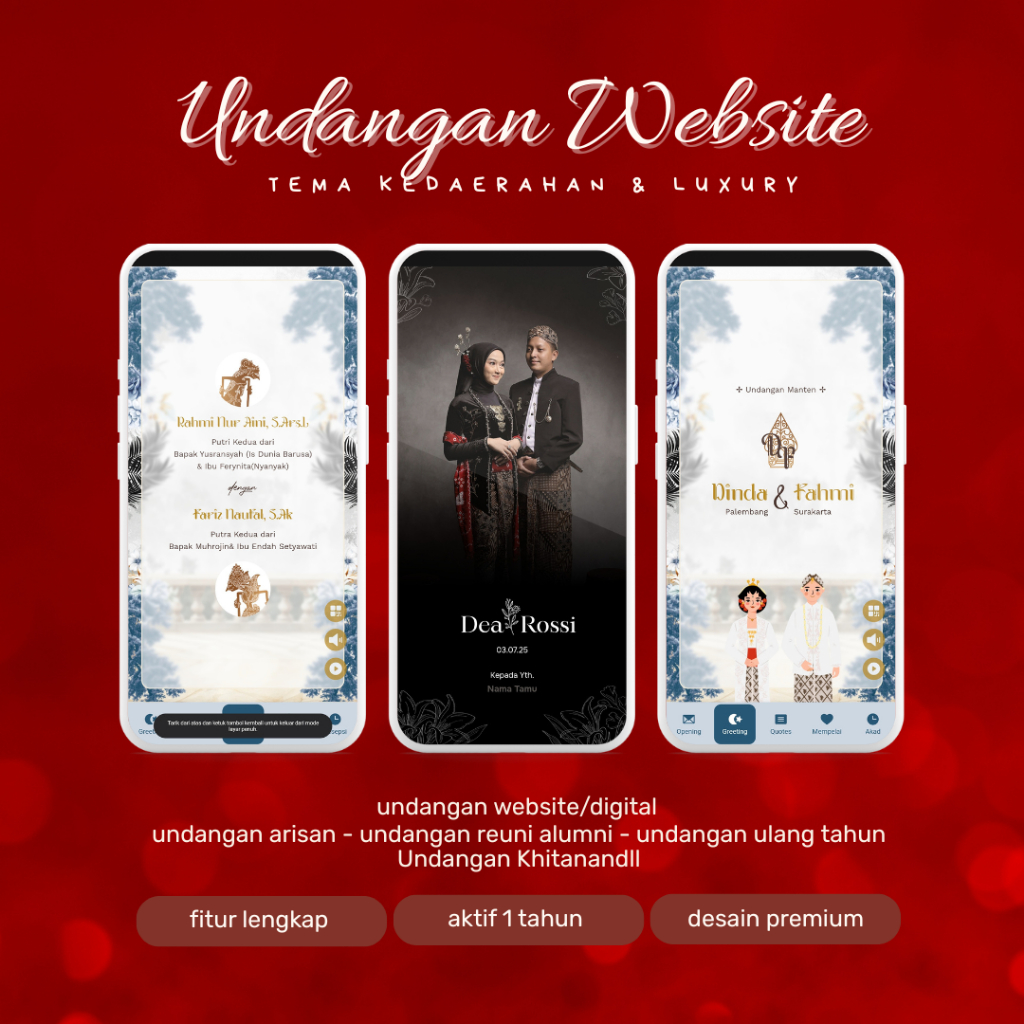 Undangan Digital Website Premium Desain Lengkap Pakai Foto & Video | Undangan Online Ekpress