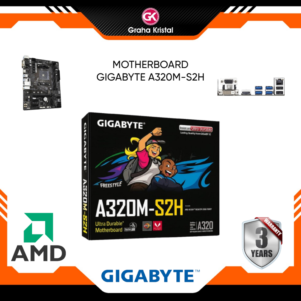 MOTHERBOARD GIGABYTE A320M-S2H SOCKET AM4