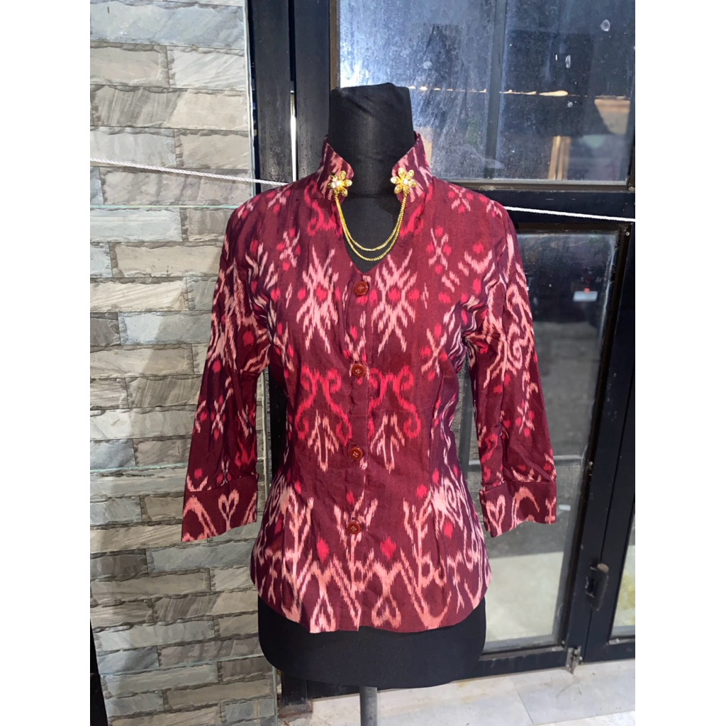 BAJU ENDEK WANITA | KEMEJA | BAJU KERJA ENDEK BALI DENGAN KERAH TEGAK