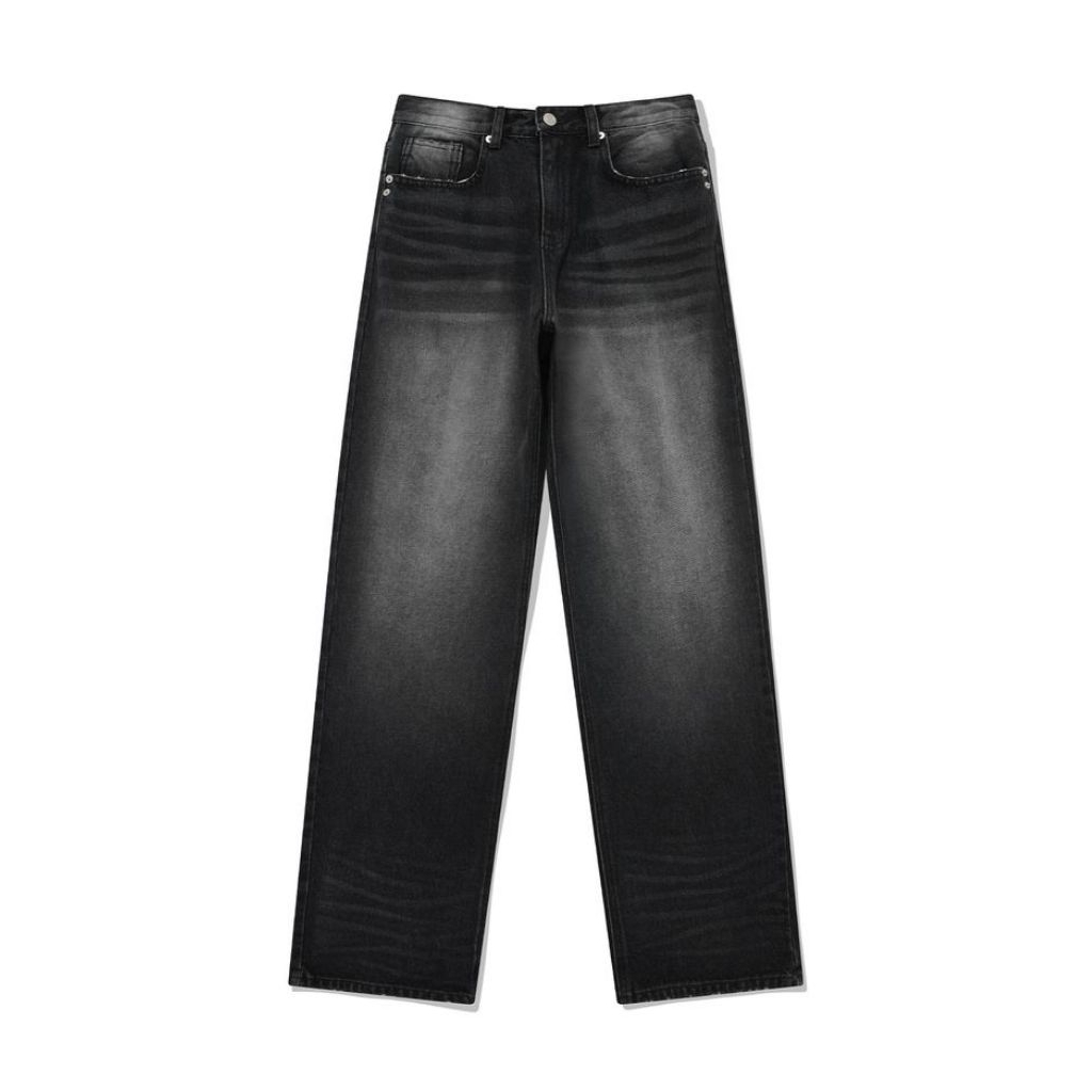 Musinsa - Chuck Super Wide Baggy Jeans Vintage Washed Denim Pants (Dark Grey)