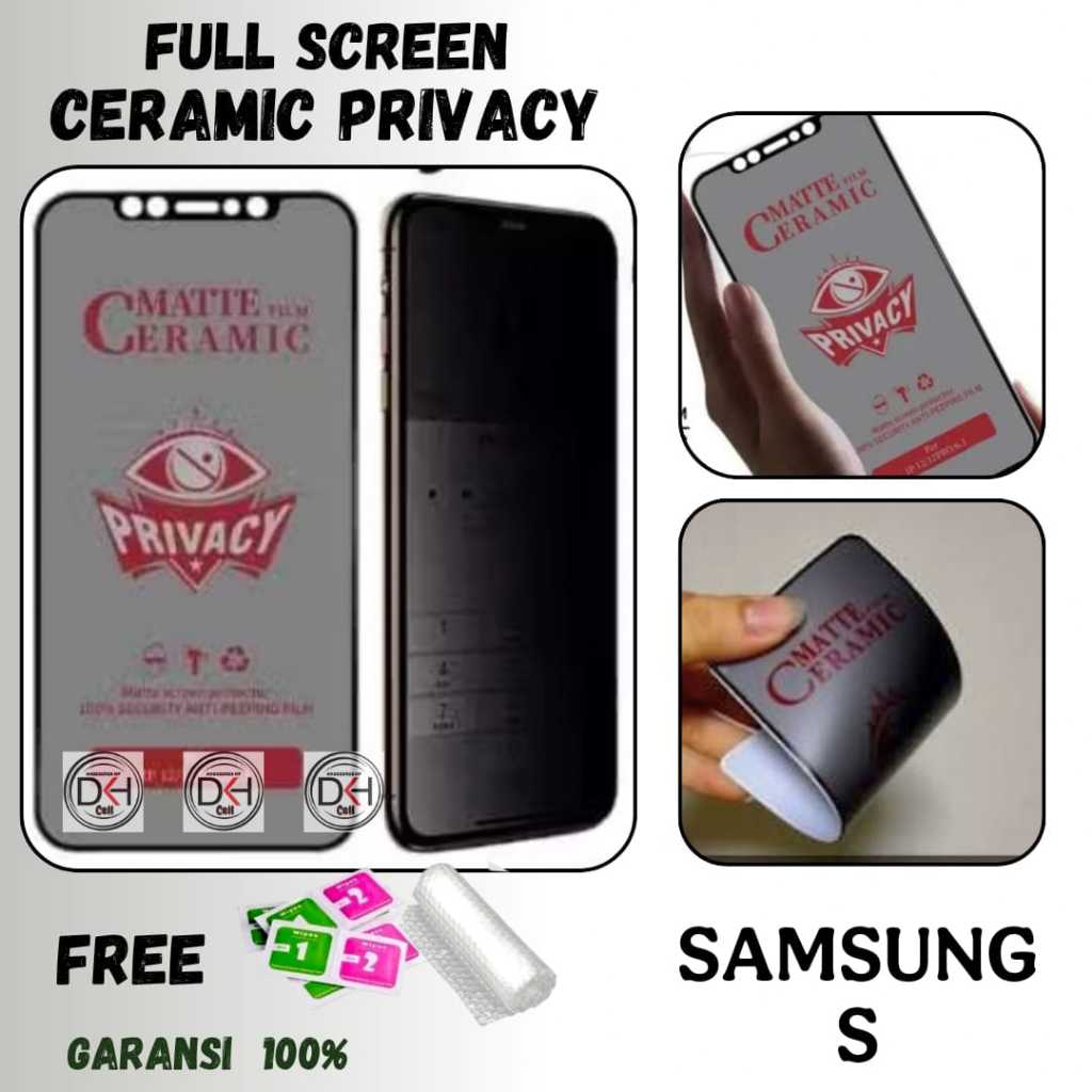 TG CERAMIC PRIVACY anti spy anti gores SAMSUNG  A54 5G PRO PLUS PRIME S10 S23 S24 FE LITE PELINDUNG 