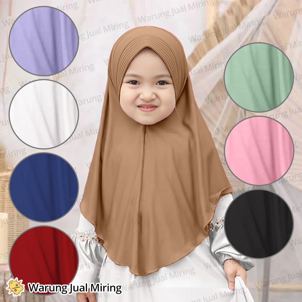 Jilbab Pet Anak Perempuan Instan 1-12 Tahun Hijab Pad Kerudung Bergo Serut Instant Kudung Pasmina Sp