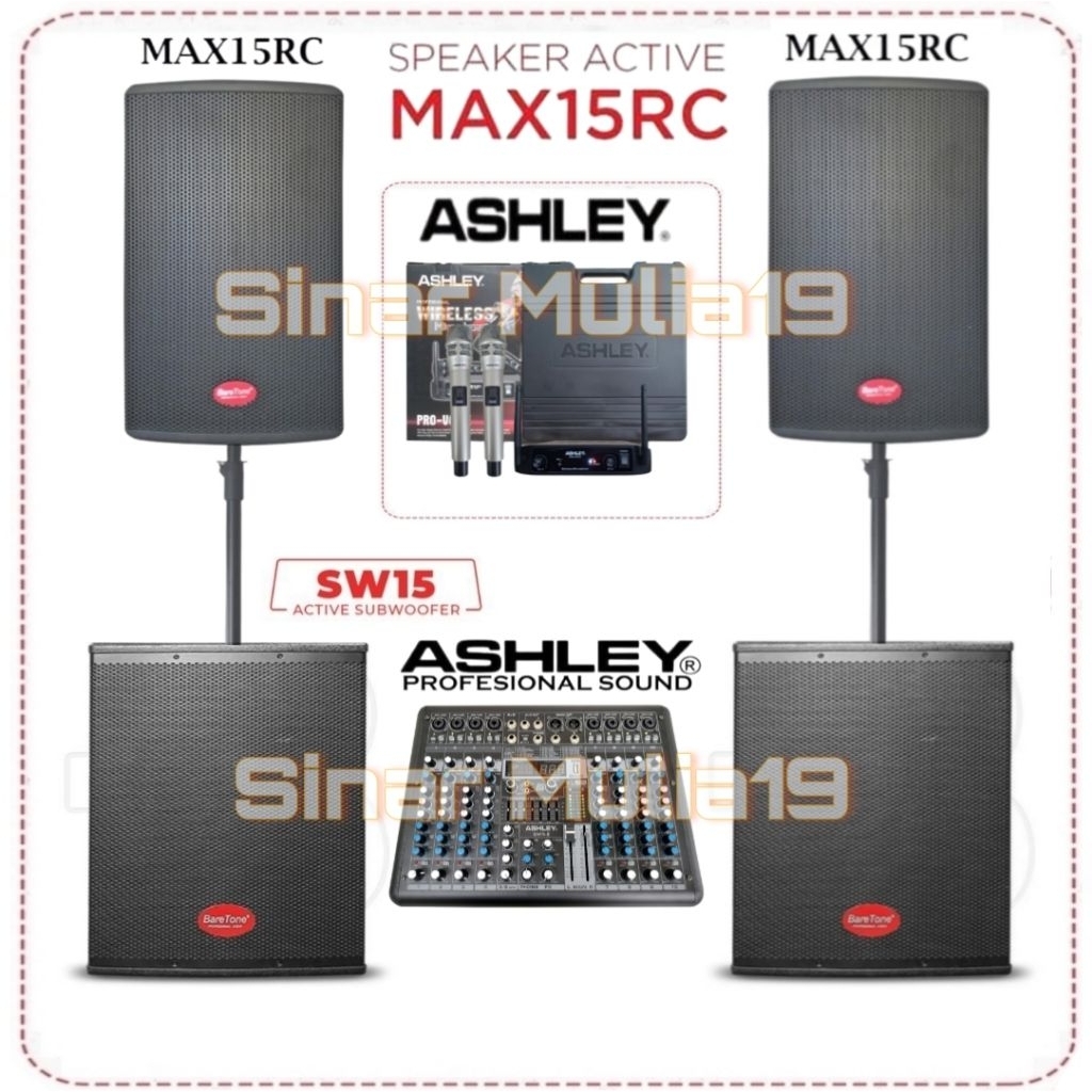 Paket Sound System Outdoor / Indoor Speaker Aktif BareTone MAX15RC Subwoofer Aktif BareTone SW15