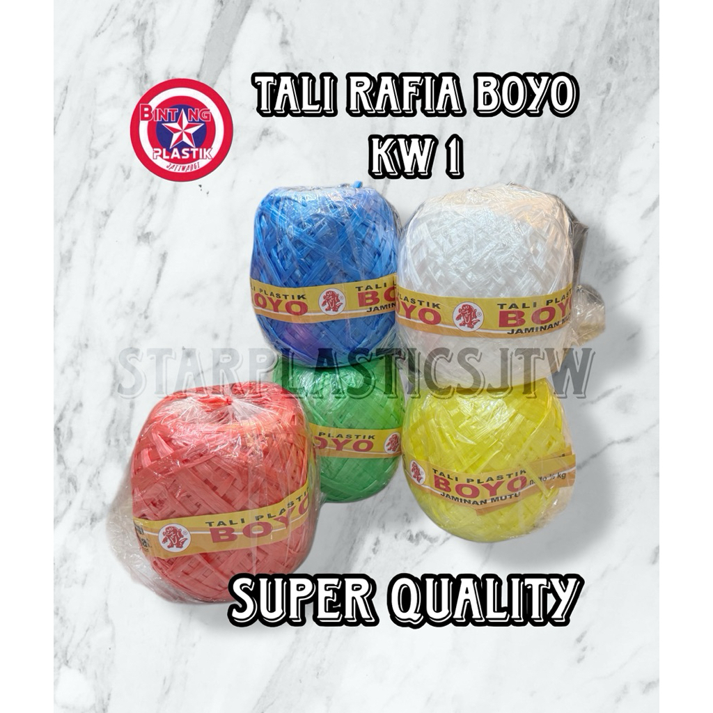 TALI RAFIA BOYO Putih KW 1 KUALITAS SUPER 500gram TALI PLASTIK WARNA WARNI Bahan Ori