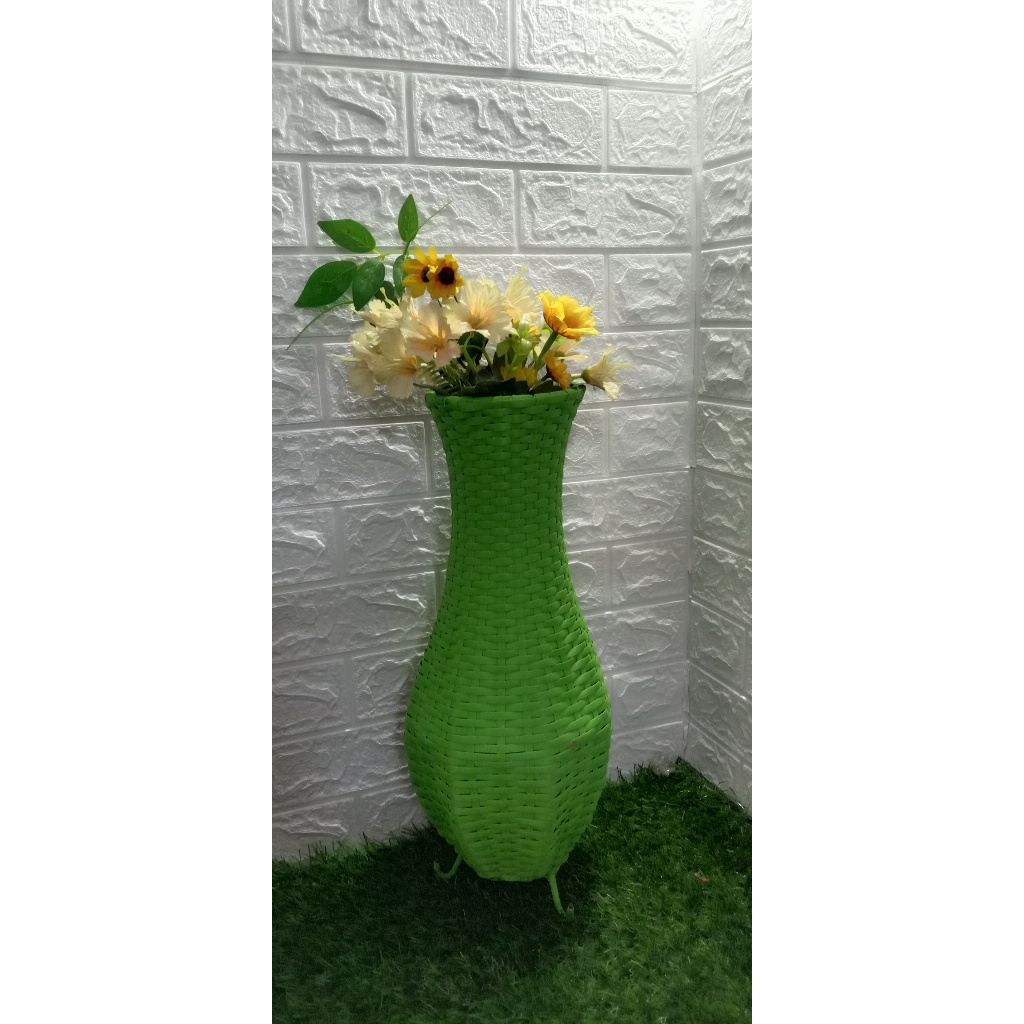 Guci 70 cm vas bunga keranjang bunga guci rotan sintetis pot bunga sudut hiasan rumah Guci dekorasi