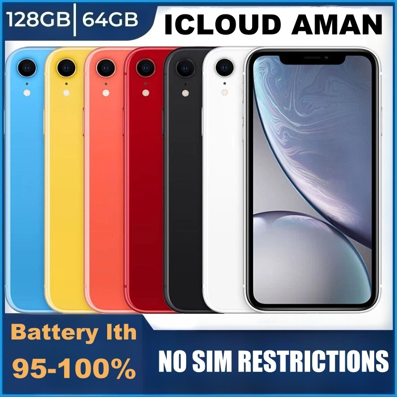 IPHONE XR 128GB 64GB NO SIM LOCK SECOND INTER NORMAL BEKAS KINOPHONECELL LIKE NEW IP XR