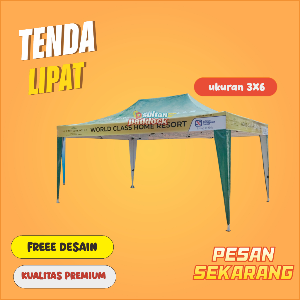 TENDA LIPAT UKURAN 3X6 CUSTOM PRINTING
