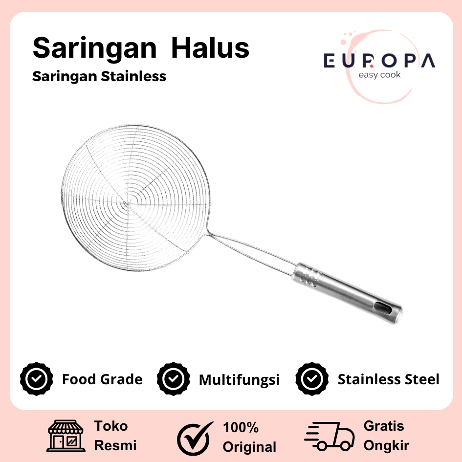 Serok Tirisan Masak Mie Saringan Tirisan / Serok Inox Masakan Kerupuk Gagang Stainless Steel EUROPA