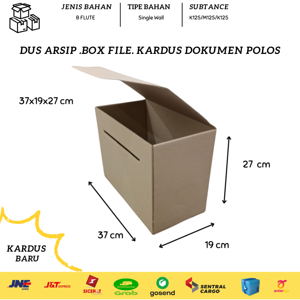 Box File Ukuran 37x19x27 cm Polos | Kardus Arsip | Kardus Dokumen | Kardus File | Bin Box | Dus Arsi