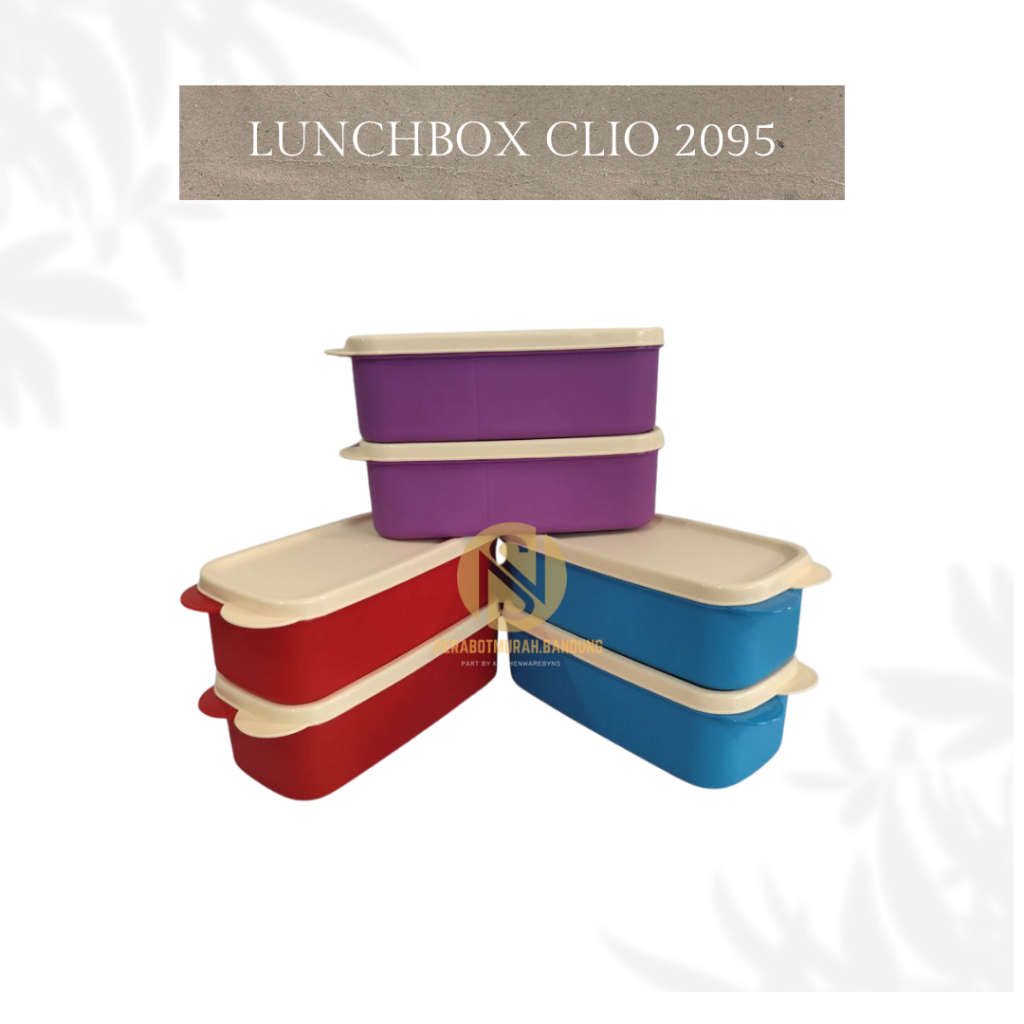 Clio Lunch box Imary 2095/Lunch box bento 2 sekat/Tempat makan segi sekat/Tempat bekal segi Biru Mer
