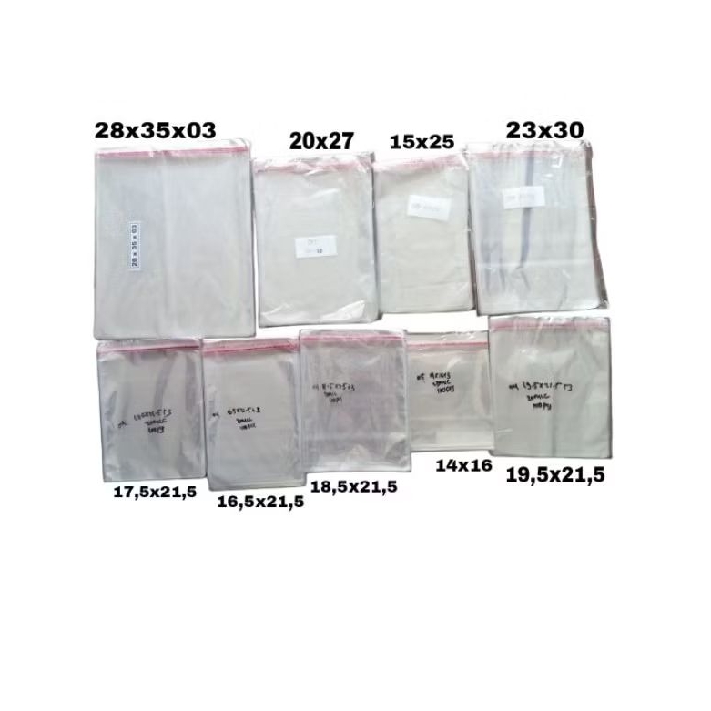Plastik OPP Klip Perekat Uk 14x16 15x25 16,5x21,5 17,5x21,5 18,5x21,5 19,5x21,5 20x27 23x30 28x35