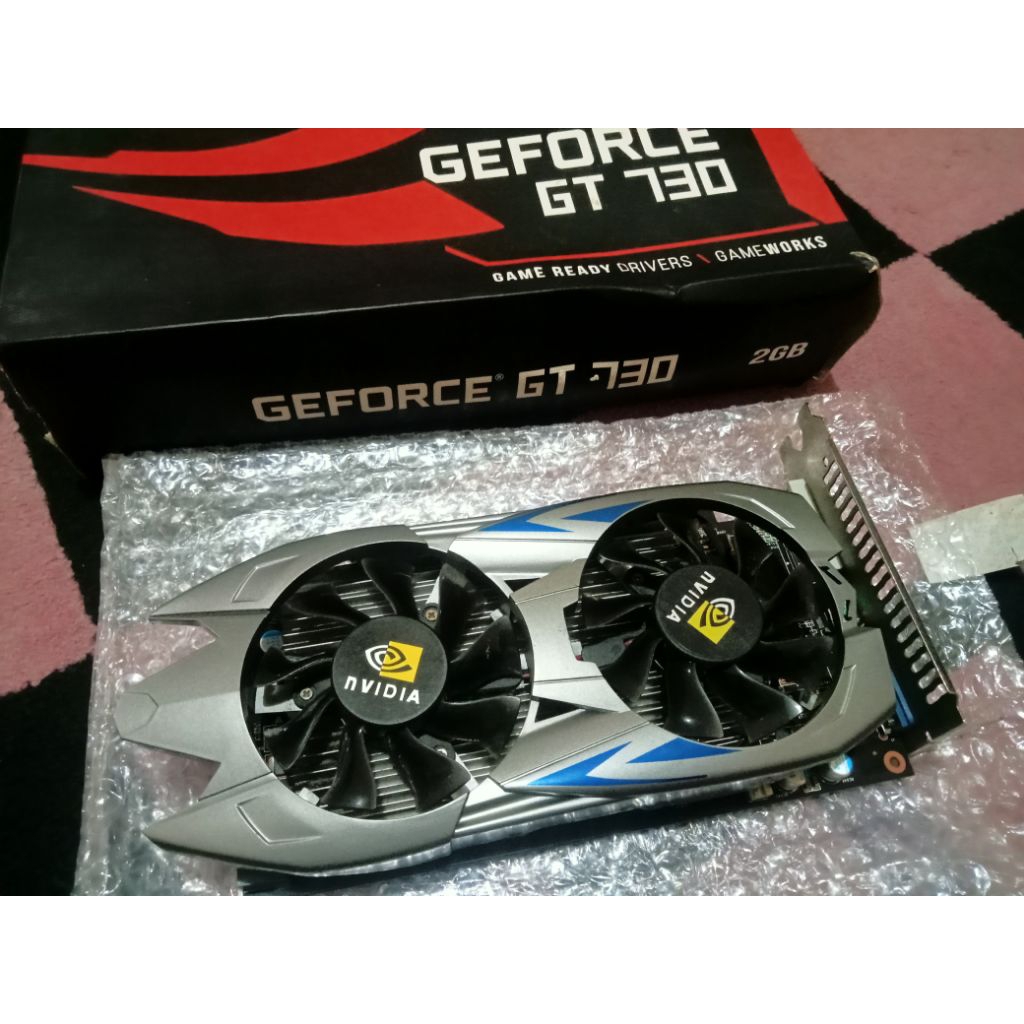 VGA card gt 730 2gb, power 6 pin, bekas pemakaian pribadi. mulus komplit plus cd driver