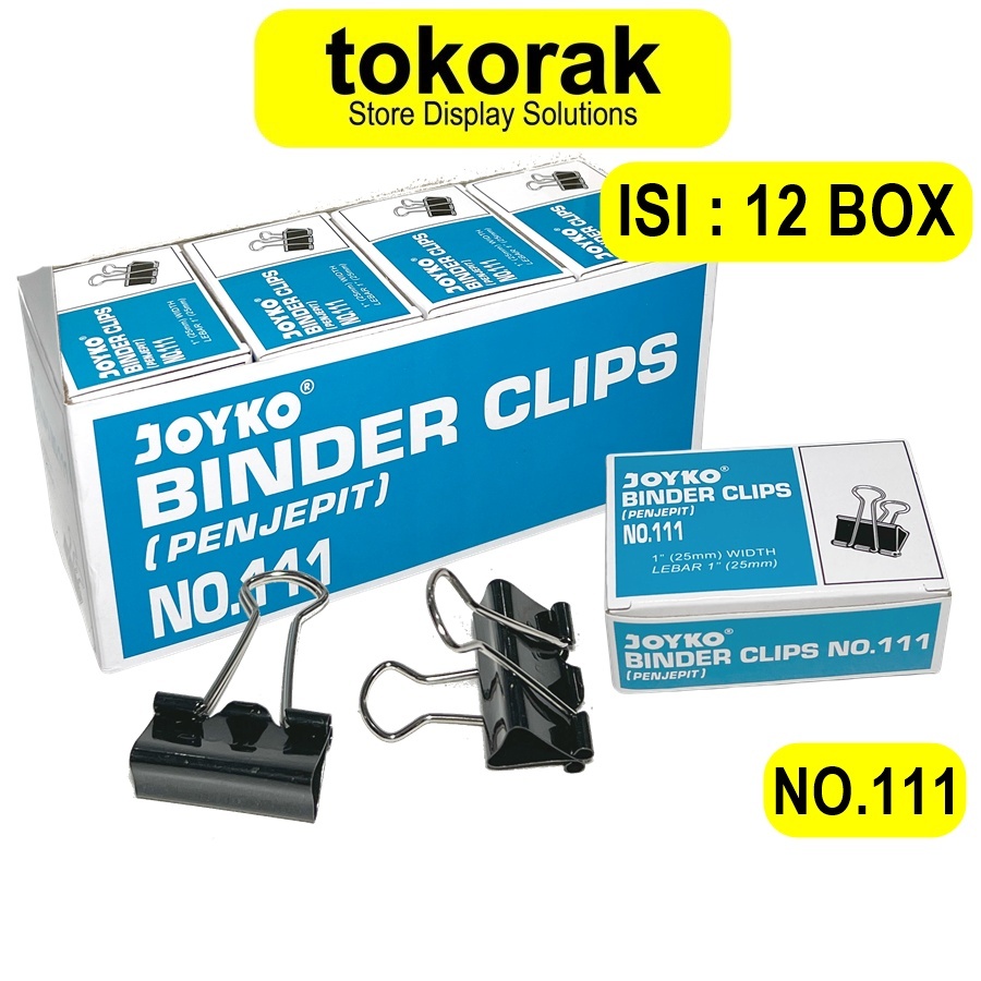 JOYKO BINDER CLIP JOYKO PENJEPIT KERTAS 111 KLIP KERTAS HITAM NO.111