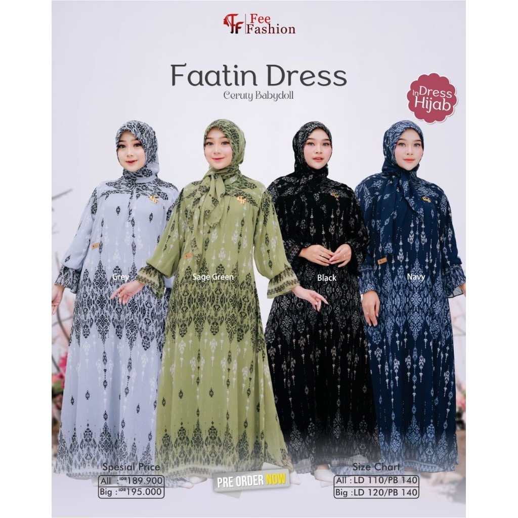 FAATIN DRESS SET HIJAB BY FEE FASHION GAMIS DEWASA