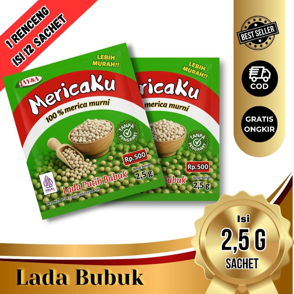 lada bubuk mericaku/ merica bubuk12 sachet / merica bubuk murah/ merica bubuk receng