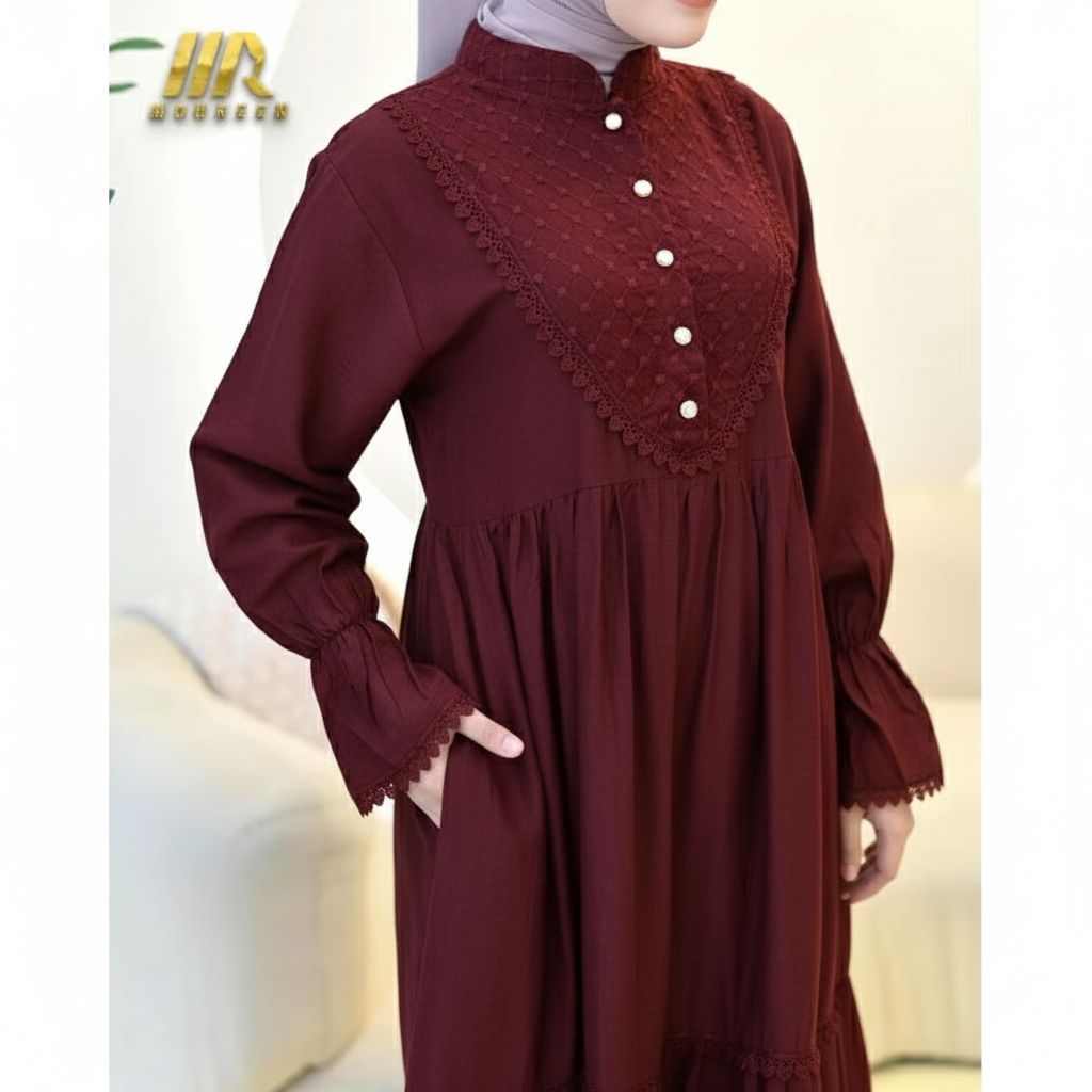 MIDI DRESS POLO LINEN  TERBARU-DRESS WANITA MUSLIMAH COD