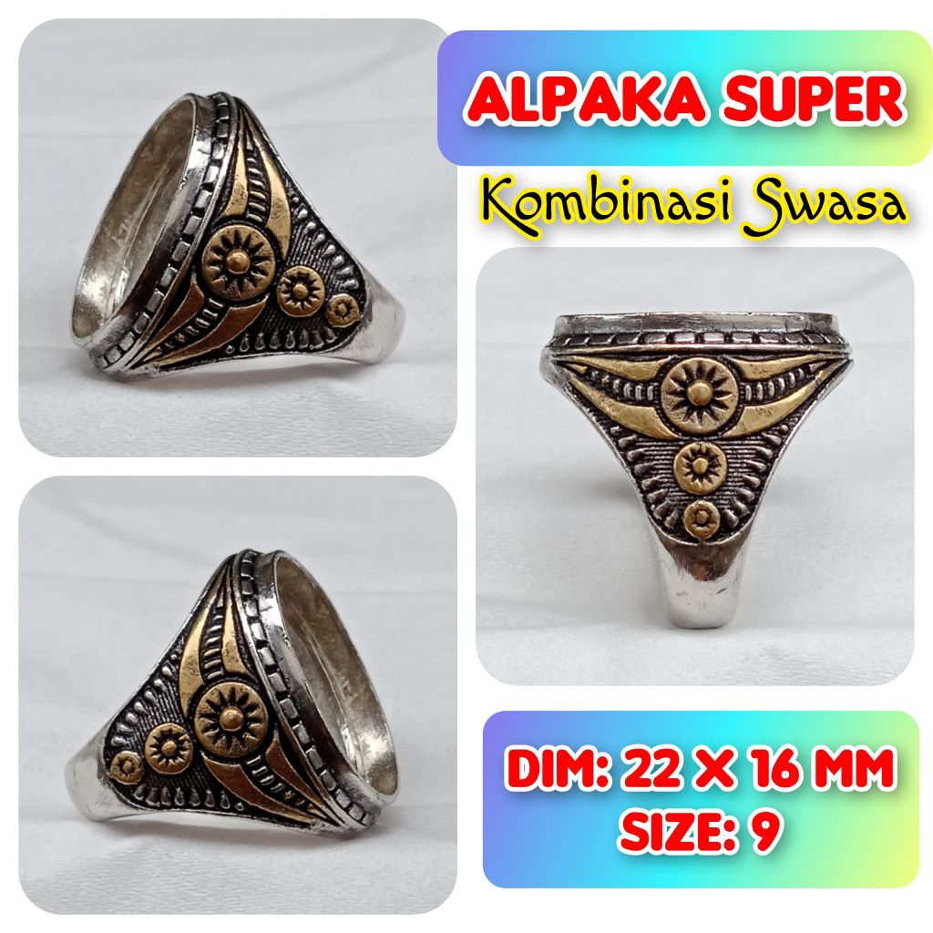 cincin emban batu akik batu permata alpaka super kombinasi swasa.81