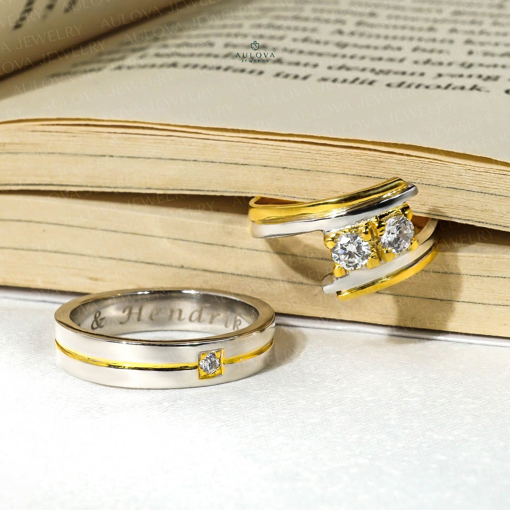 CINCIN COUPLE SINGLE HANDMADE NIKAH KAWIN TUNANGAN LAMARAN BAHAN PALLADIUM & EMAS PUTIH BY AULOVA JE