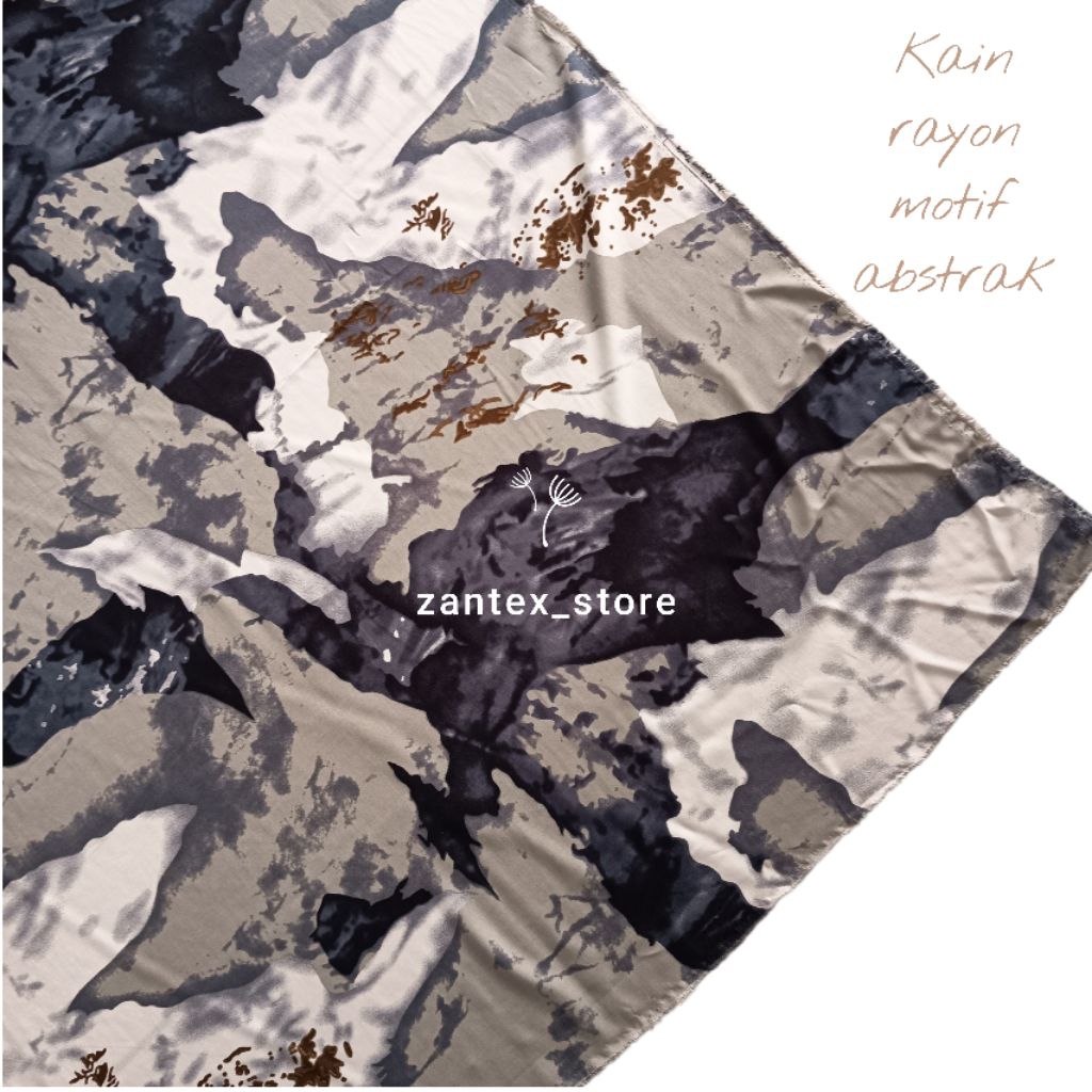 kain rayon viscose motif abstrak abu/kain rayon viscose premium