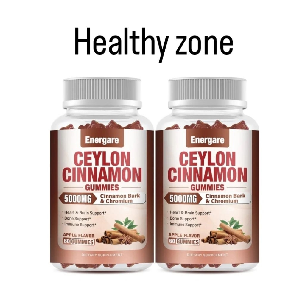 Energare Ceylon Cinnamon Gummies,rasa apel yang mengandung 5000 mg kayu manis Ceylon (Cinnamon Bark)