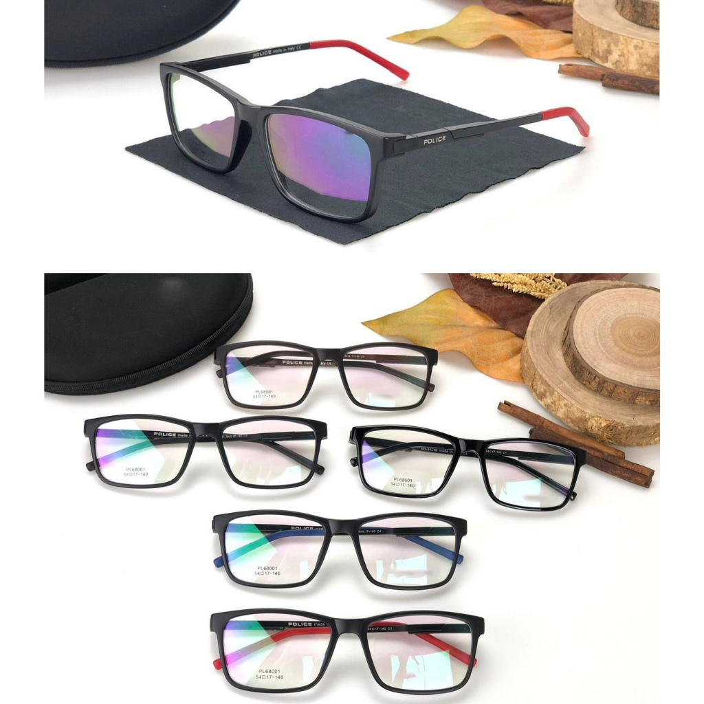 Frame Kacamata Police Pria 68001 Kotak Sporty Size 54-17-140