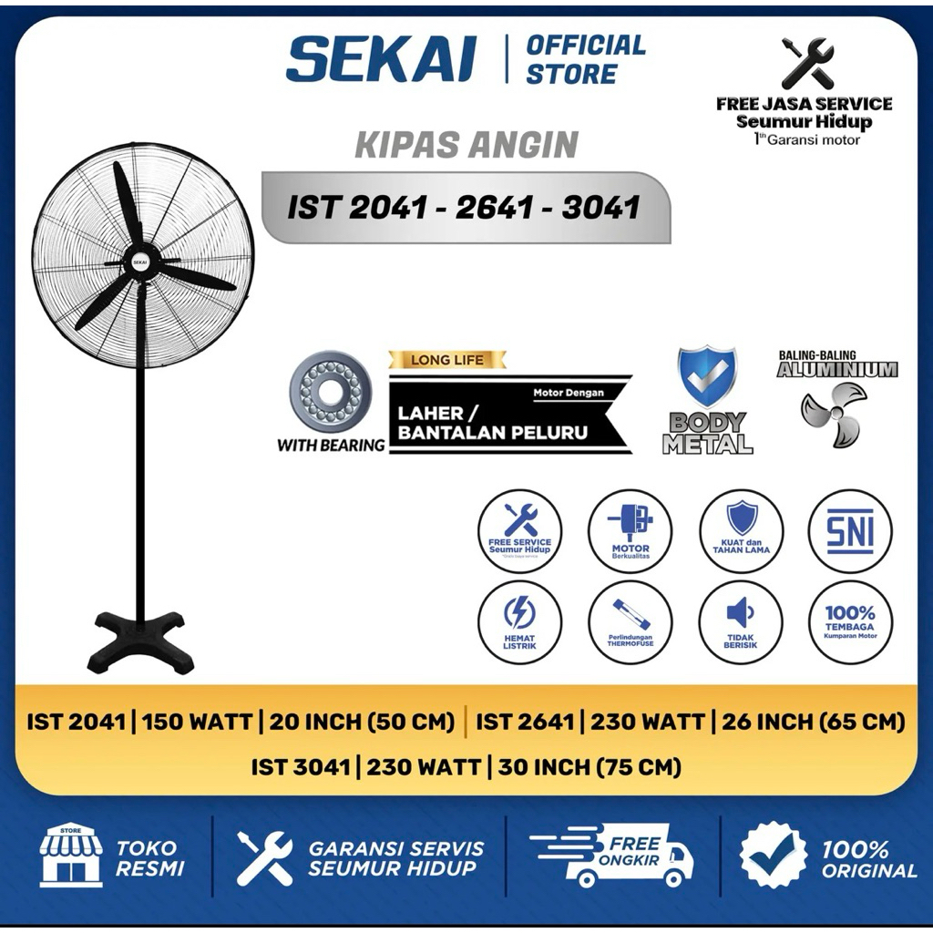 SEKAI Kipas Angin Berdiri Tornado / Kipas Angin Tumpu Industri
