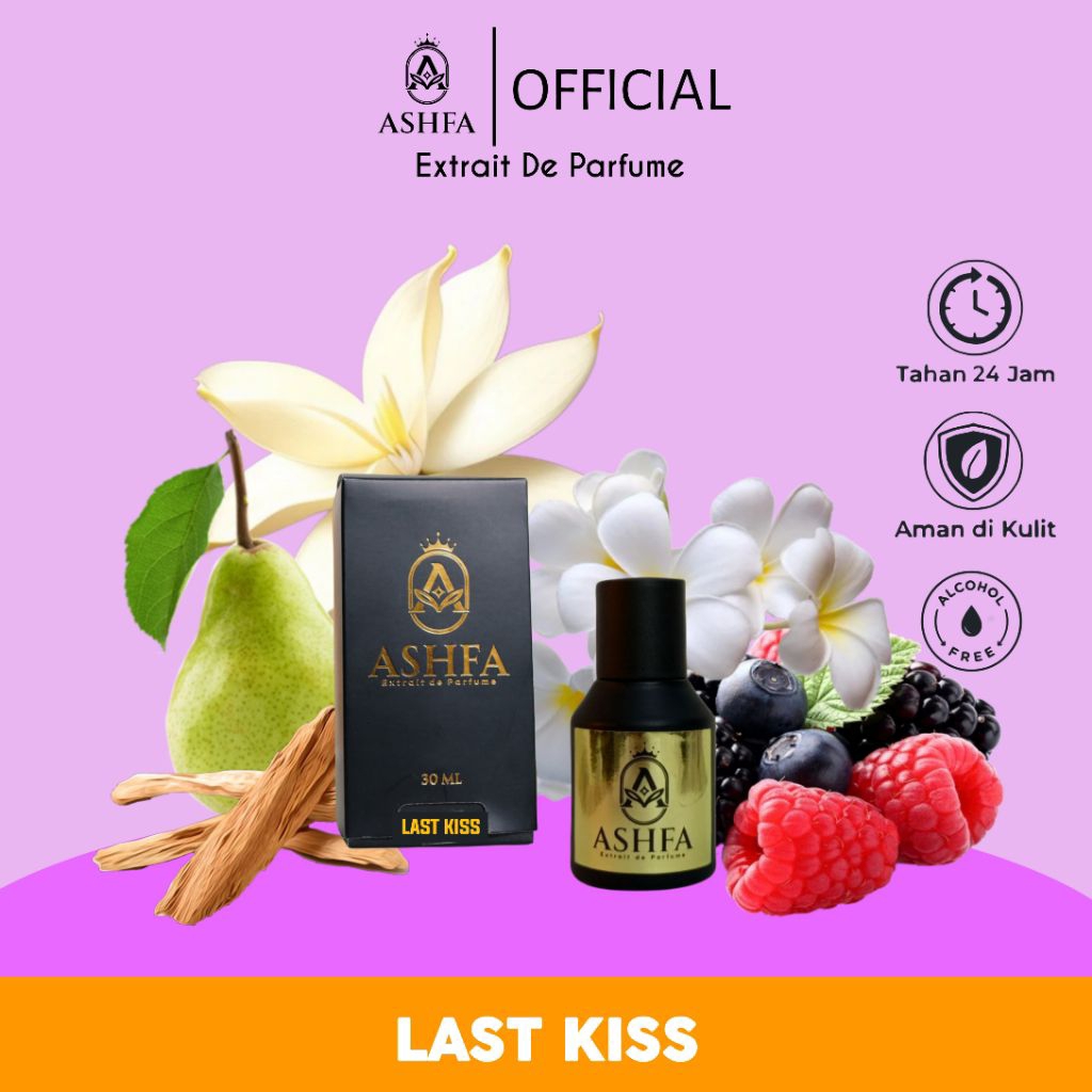 Ashfa Parfum Last Kiss  - Extrait De Parfum / Parfum Wanita / Non Alkohol / Tahan lama