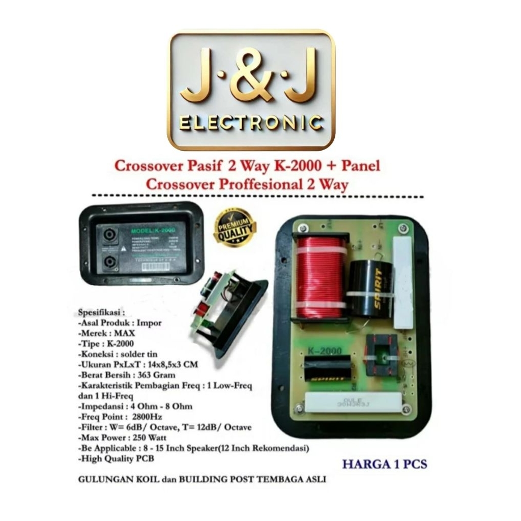KIT CROSSOVER PASIF 2WAY K-2000 / CROSSOVER K-2000 250WATT FILTER PEMBAGI SUARA