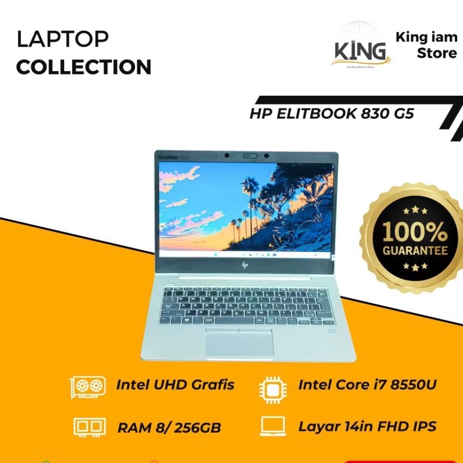 Laptop HP EliteBook 830 G5 | i7 Gen 8 | RAM 8GB | SSD 256GB NVMe | 14” FHD | Siap Kerja & Kuliah | L