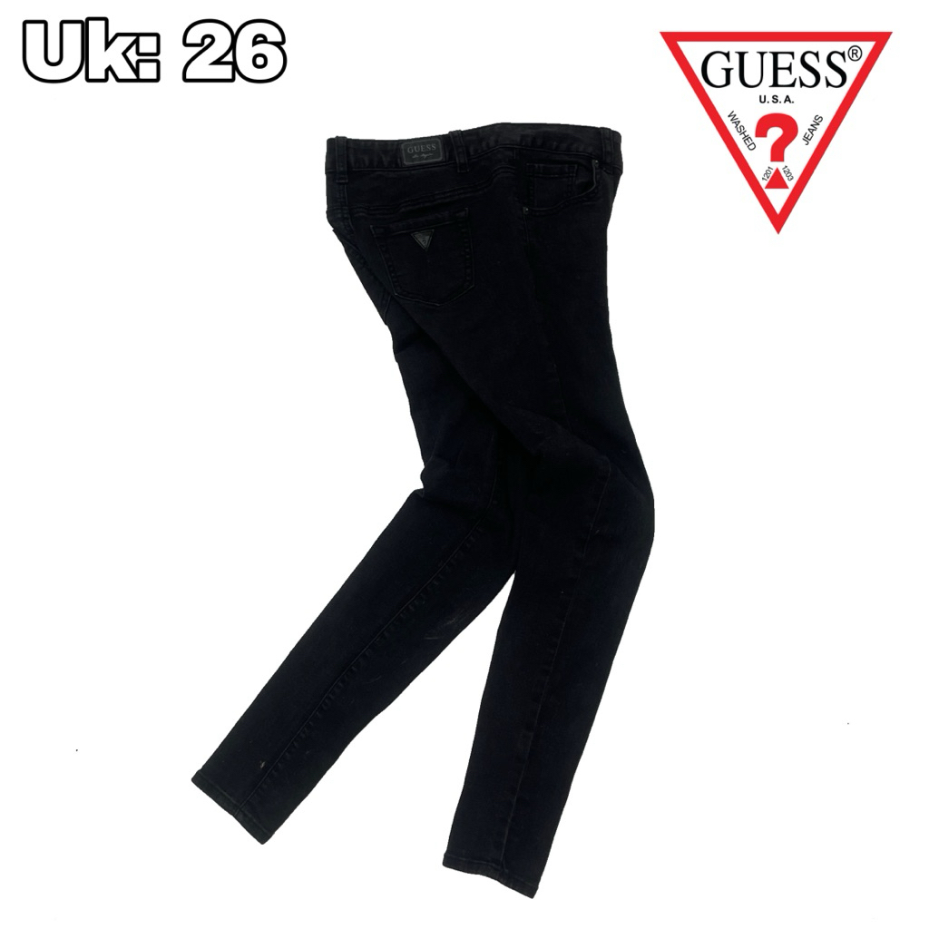 CG19 Celana Skinny Denim Guess Casual Jeans 26 Long Pants Panjang Hitam Pensil Original