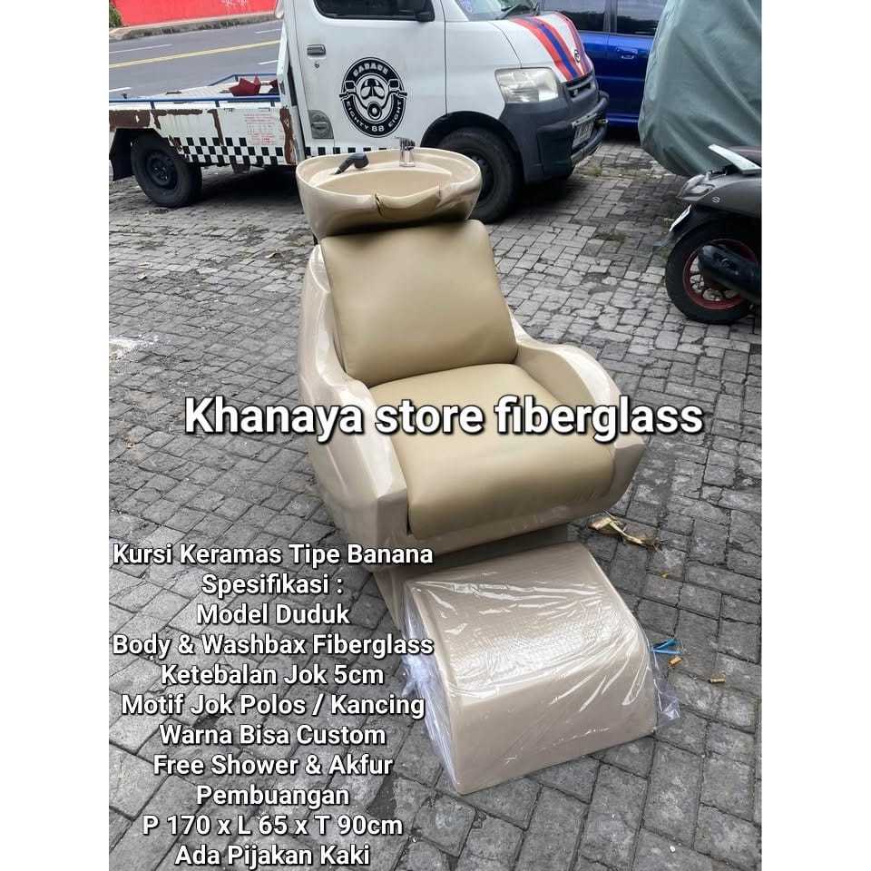 Kursi keramas banana tipe duduk/Washbak keramas fiber/Bak cuci keramas rambut fiber