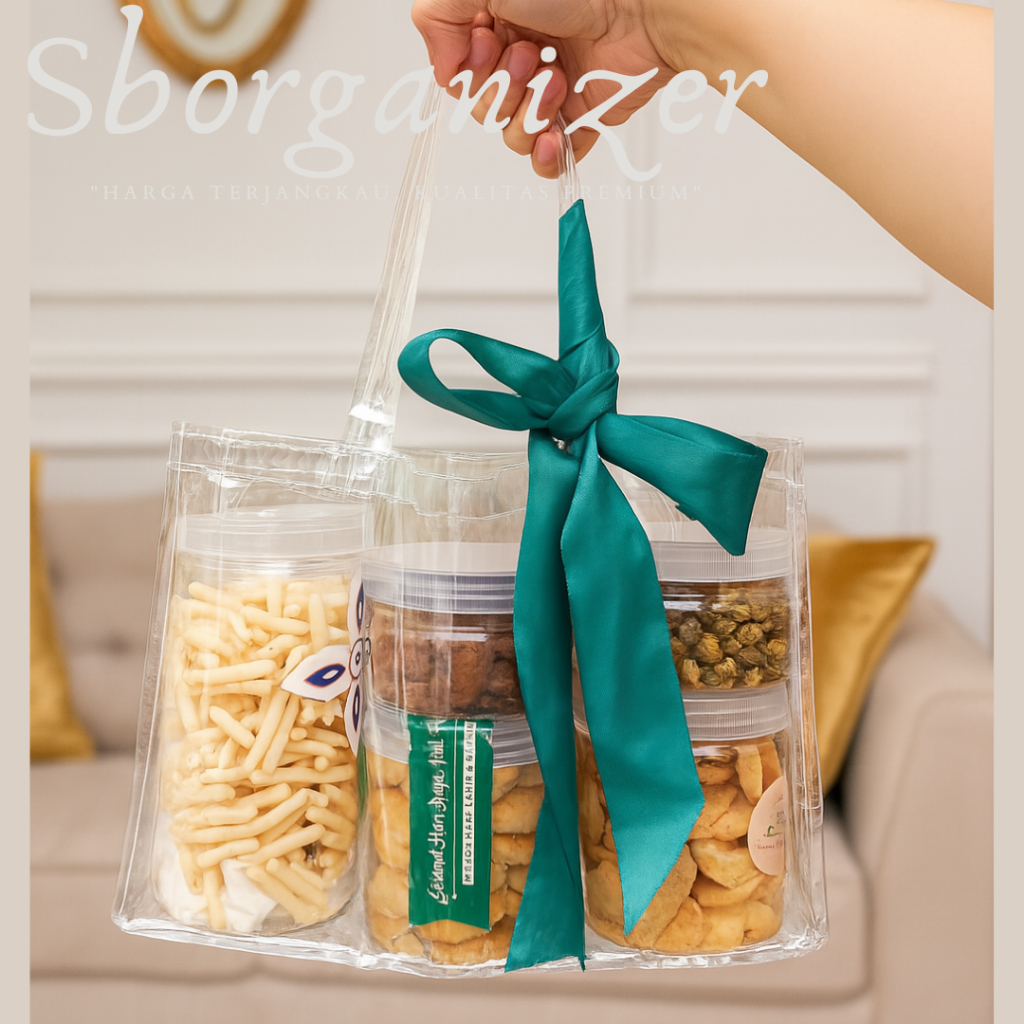 Tas PLastik Tabung Isi 3 Jar 600ml  800 ml 1000ml  tenteng mika toples tabung, dus 3 toples tabung