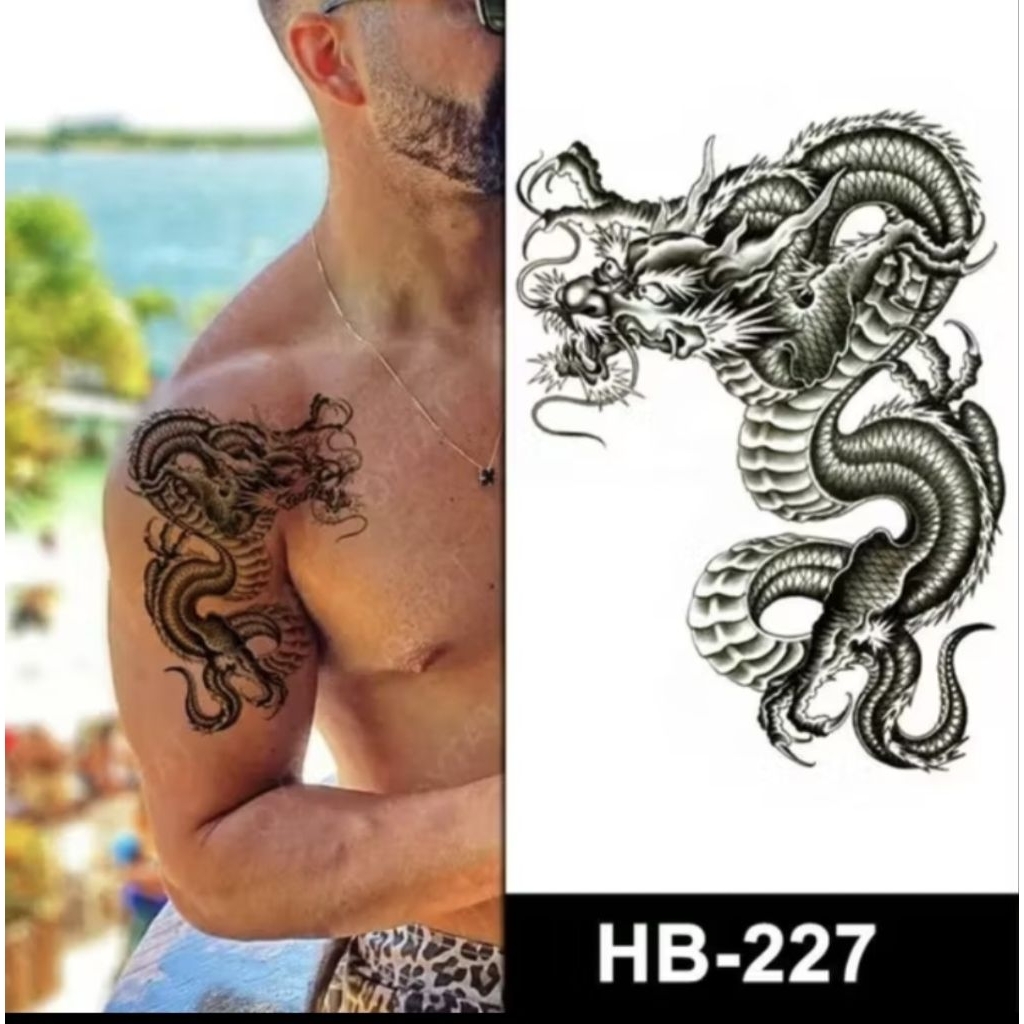 [COD] Tatto Temporary NAGA HITAM Size 15×22 | Tatto Temporray Tahan Air Anti Air Sementara Hb_227 *R