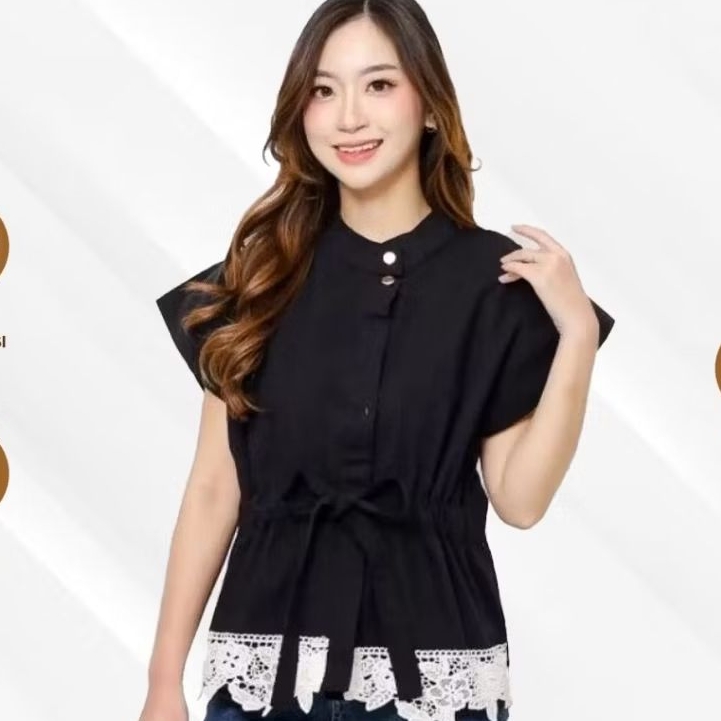 Whitelabel.id - Vest/Vest hitam/Vest renda Viona/Vest Renda Black series/Korean style/Outer renda/Ve