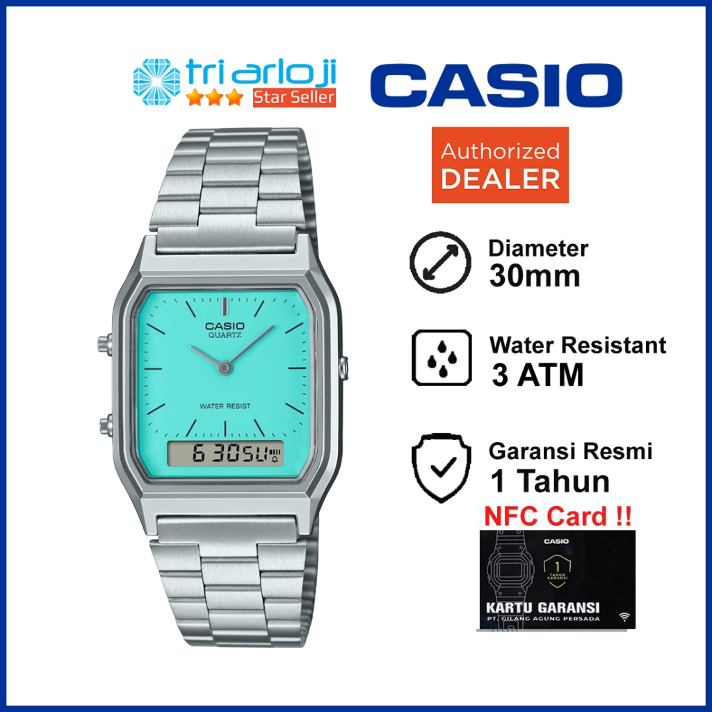 CASIO AQ-230A-2A2MQYDF Jam Tangan Unisex Stainless AQ-230A-2A2 AQ230A AQ 230A 2A2MQYDF