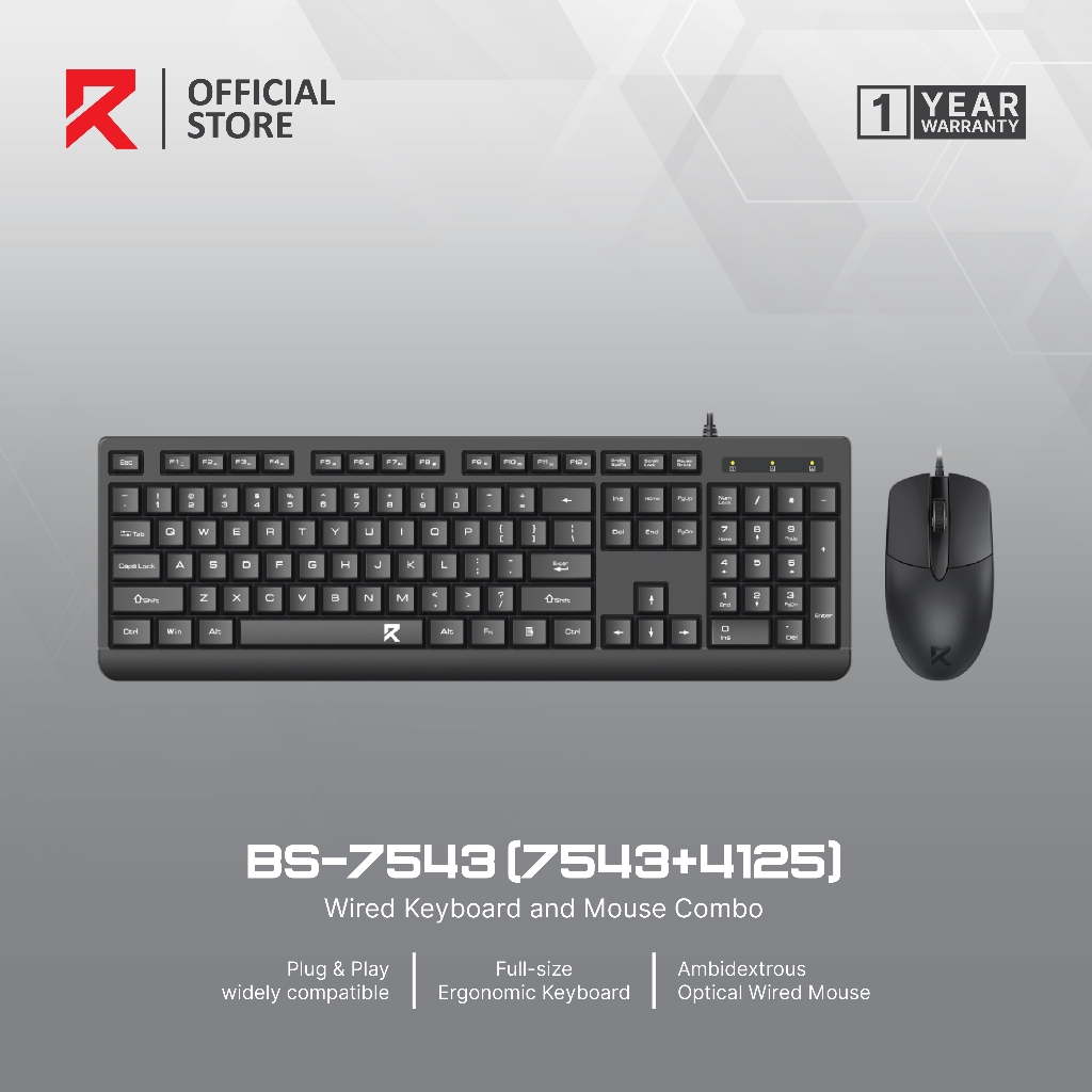 Redragon BS-7543 Wired Membrane keyboard & mouse Office Combo