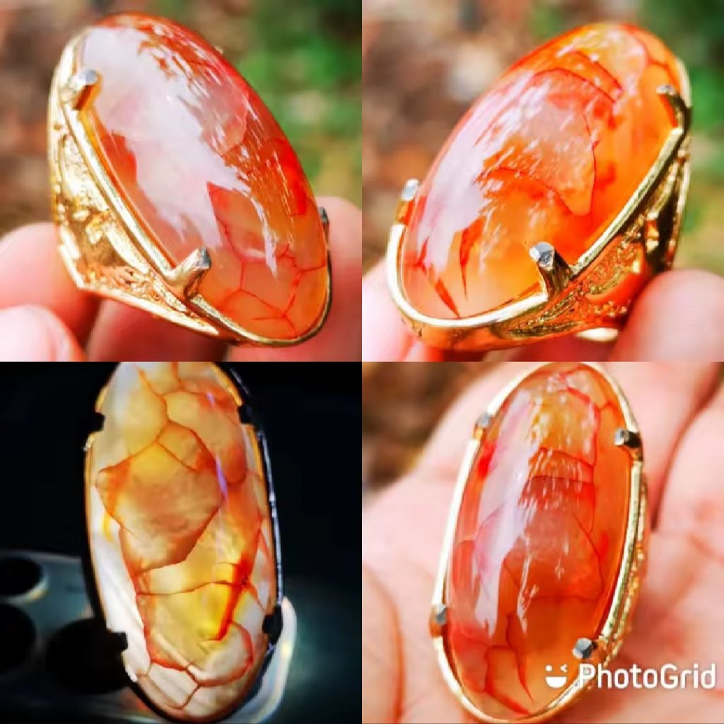 cincin batu akik pandan lumut merah sisik nagaa