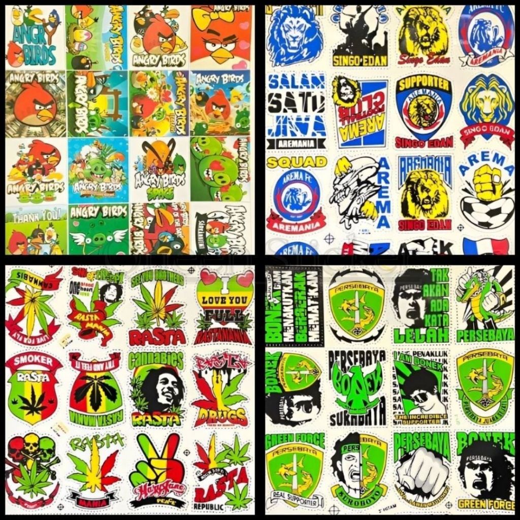 STICKER RACING STICKER PACK STICKER PAPANAN STICKER TUMPUKAN VINYL STICKER KILAT MOTIF KARTUN ANGRY 
