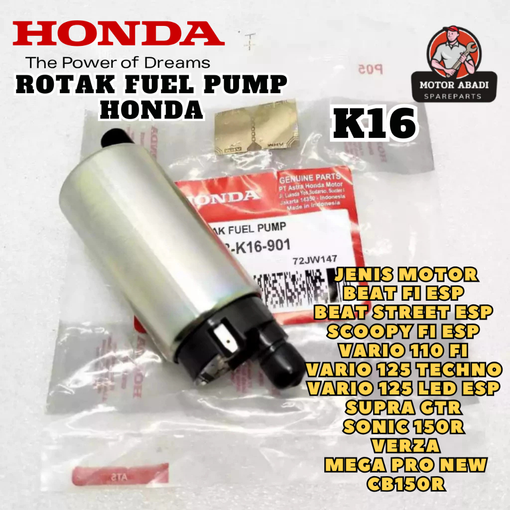 16700-K16-305 ORIGINAL Rotak Dinamo Fuel Pump Injeksi K16 Honda Beat FI Beat FI ESP Scoopy FI Spacy 