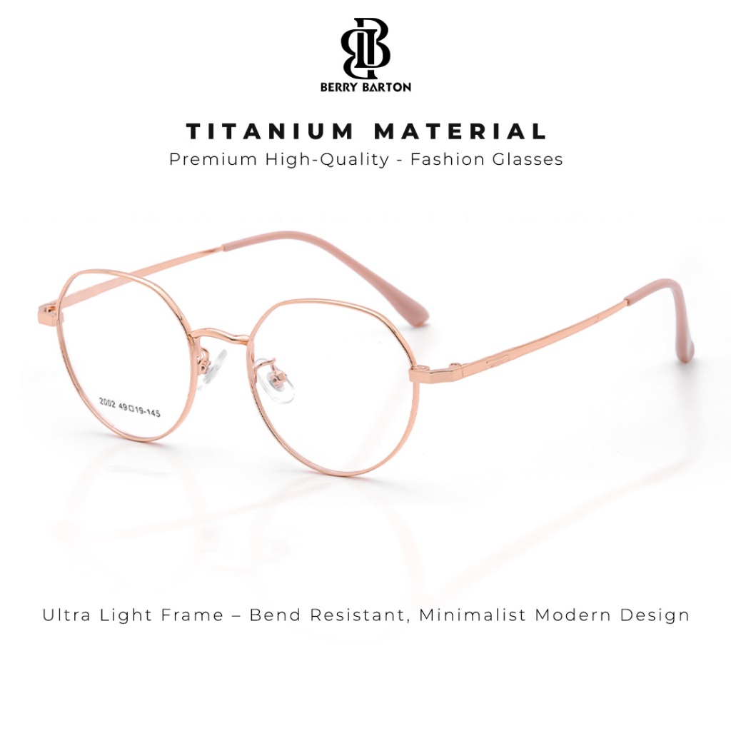 Berrybarton Kacamata Minus Anti Radiasi Photocromic Blueray Bluecromic Titanium Frame Geometric Fash
