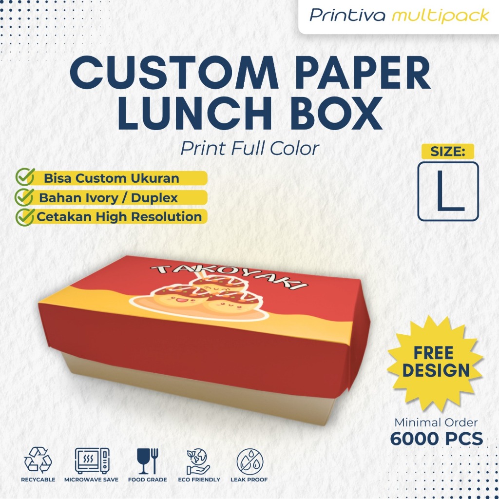 Cetak Paper Lunch Custom Print Box Size L Food Grade Full Print 6000