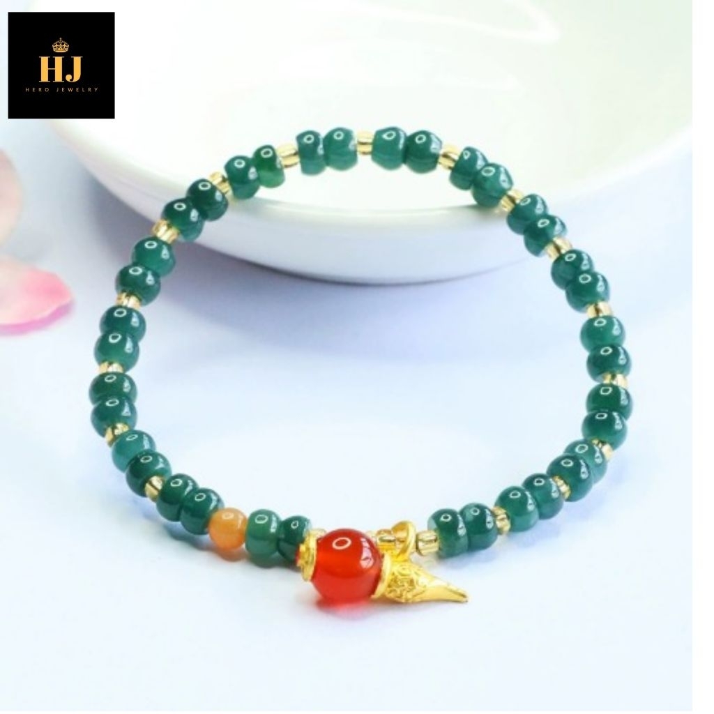NATURAL JADEITE JADE TYPE A BIRMA Gelang Giok Blue Water Jade Myanmar, Gelang manik-manik Giok Air B